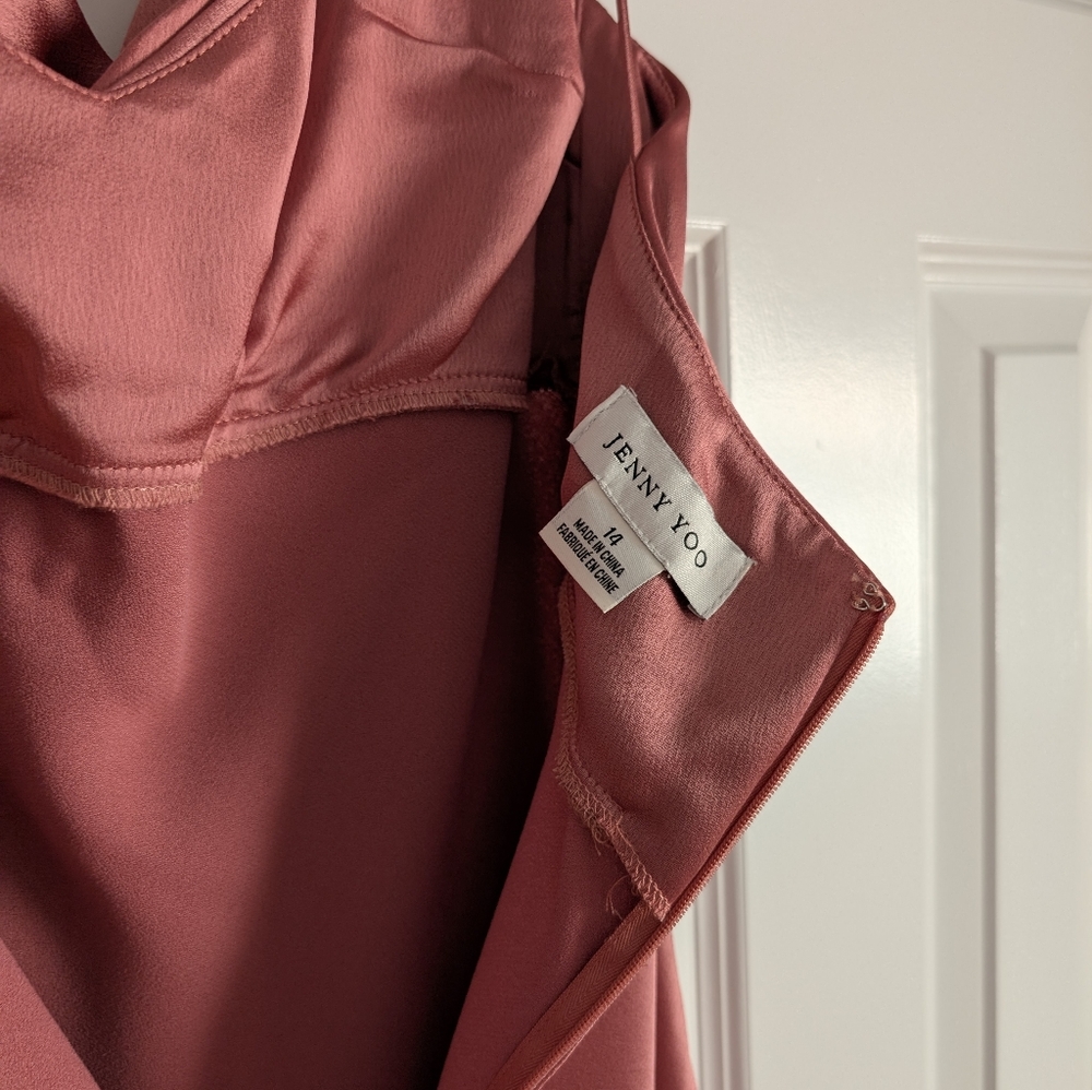 Jenny Yoo Addison Satin Slip Cowl Neck Bridesmaid Dress - Picture 12 of 15